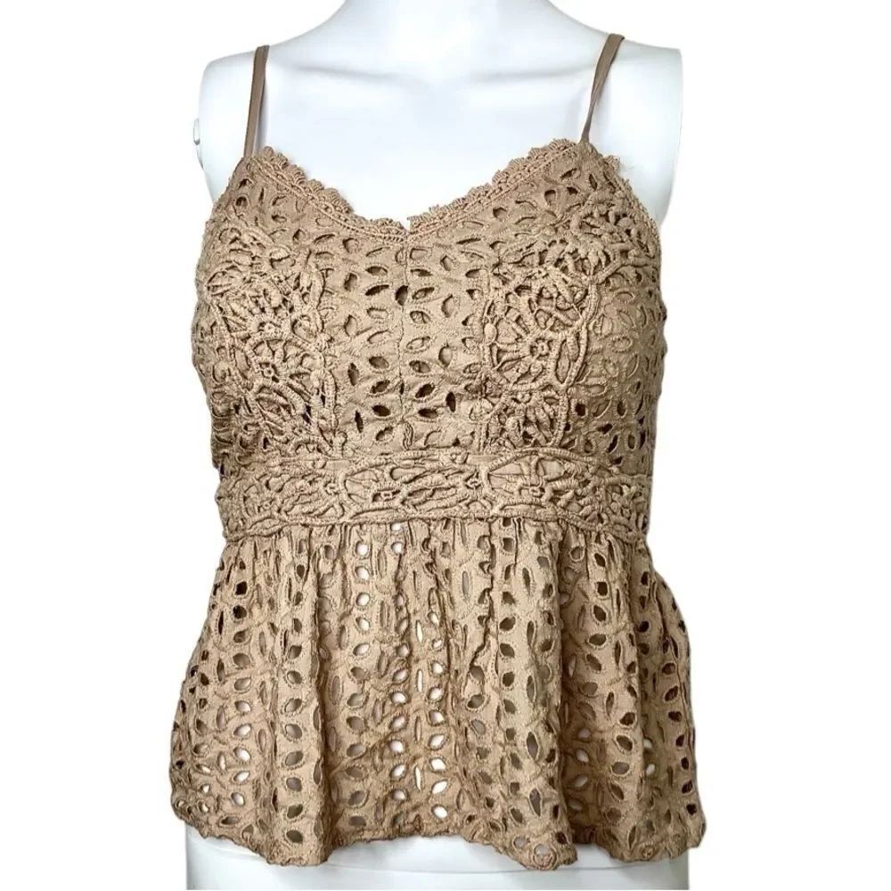 Lace Crochet Tan Top